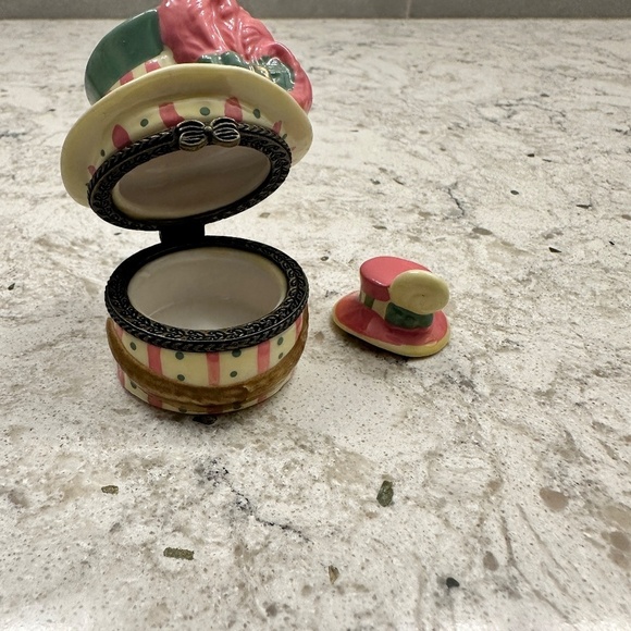 Vintage Porcelain Hat  trinket jewelry box with mini‎ hat inside - Picture 9 of 9